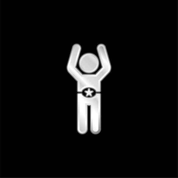 Boxer With Belt silver plated metallic icon