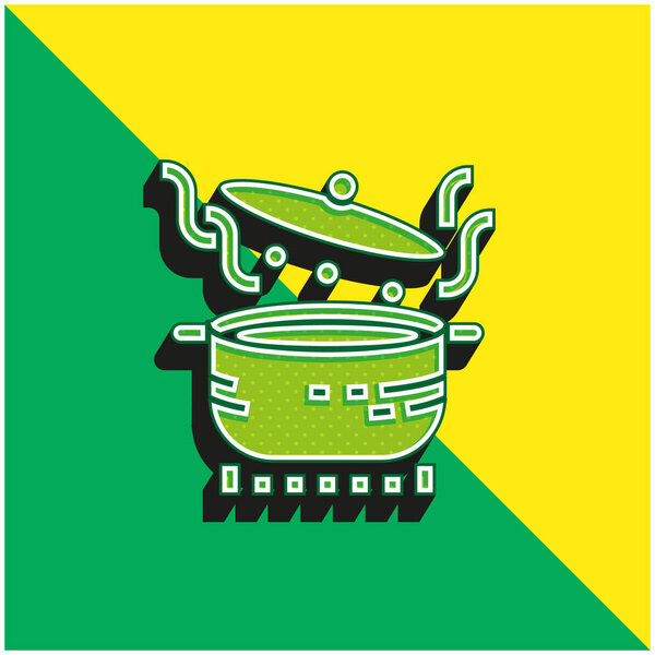 Boil Green and yellow modern 3d vector icon logo