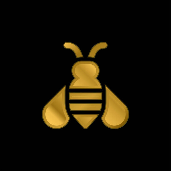 Bee gold plated metalic icon or logo vector