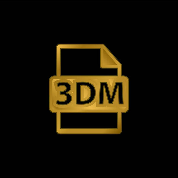 3DM File Format Symbol gold plated metalic icon or logo vector