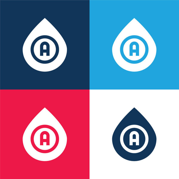 Blood Type blue and red four color minimal icon set