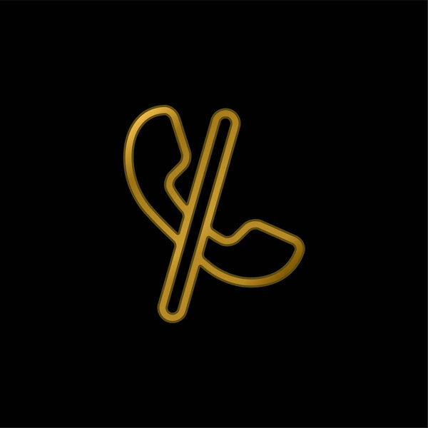 Auricular Blocked Call Sign With A Slash gold plated metalic icon or logo vector