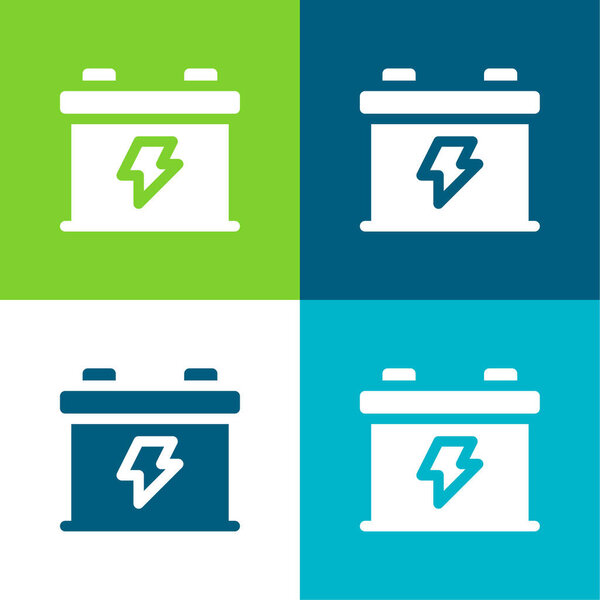 Батарея Плоский четырехцветный минимальный набор значков