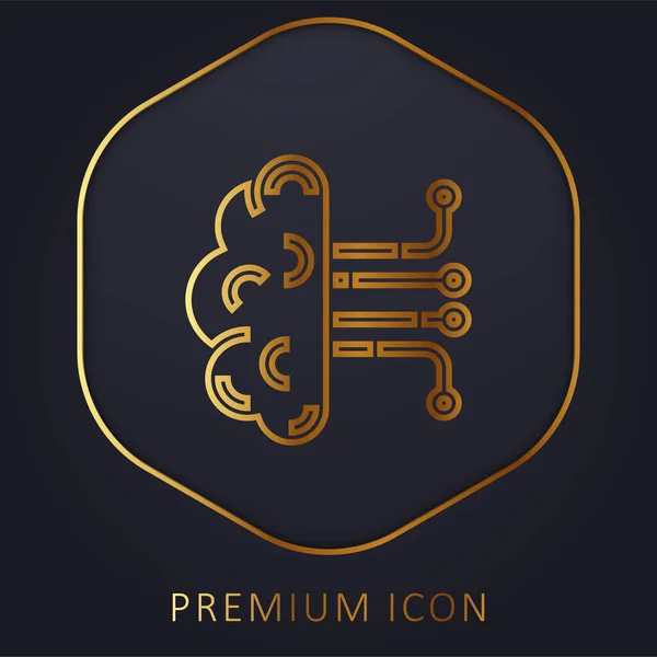 Artificial Intelligence Línea Dorada Logotipo Premium Icono — Vector de stock