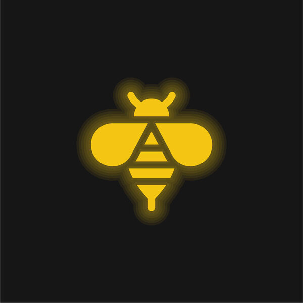 Bee yellow glowing neon icon