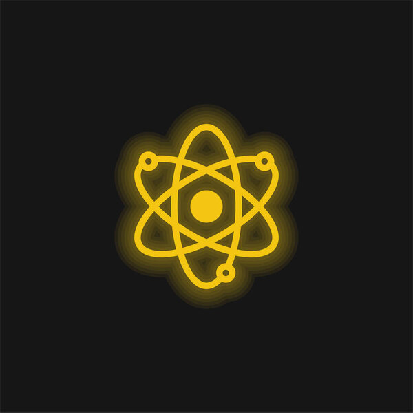 Atom yellow glowing neon icon