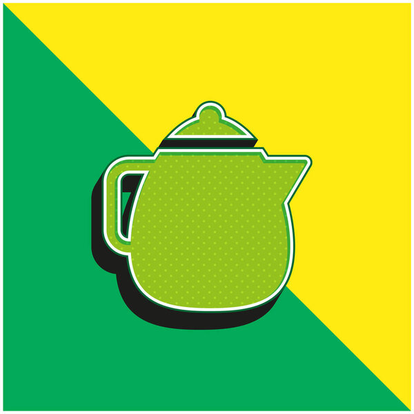 Big Teapot Green and yellow modern 3d vector icon logo