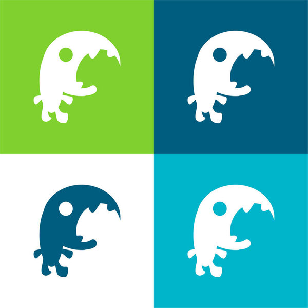 Big Mouth Monster Flat four color minimal icon set