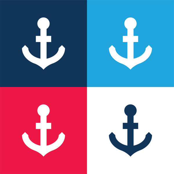 Anchor blue and red four color minimal icon set