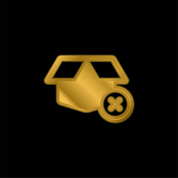 Box gold plated metalic icon or logo vector