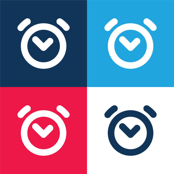 Alarm Clock blue and red four color minimal icon set
