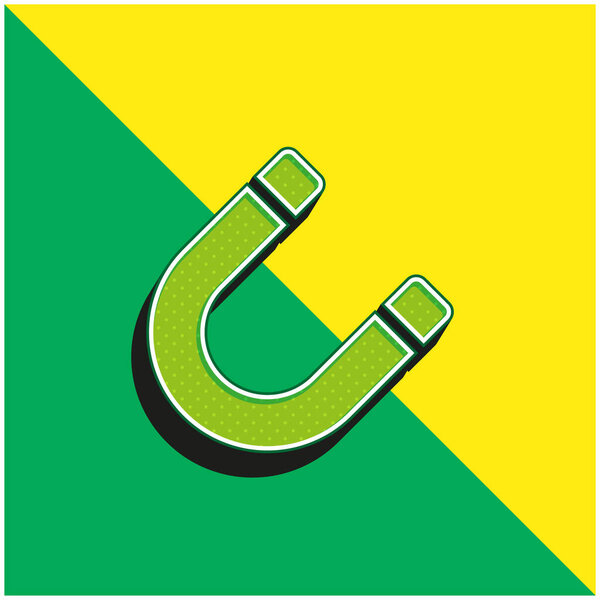 Зеленый и желтый современный 3D логотип векторной иконки