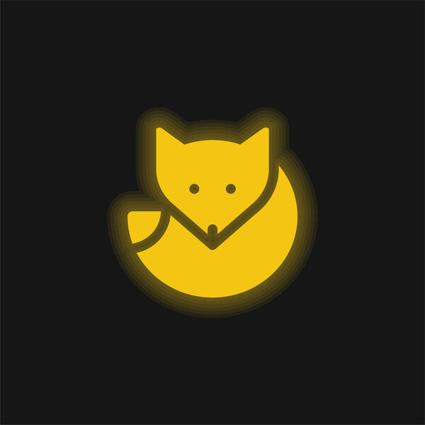 Arctic Fox yellow glowing neon icon