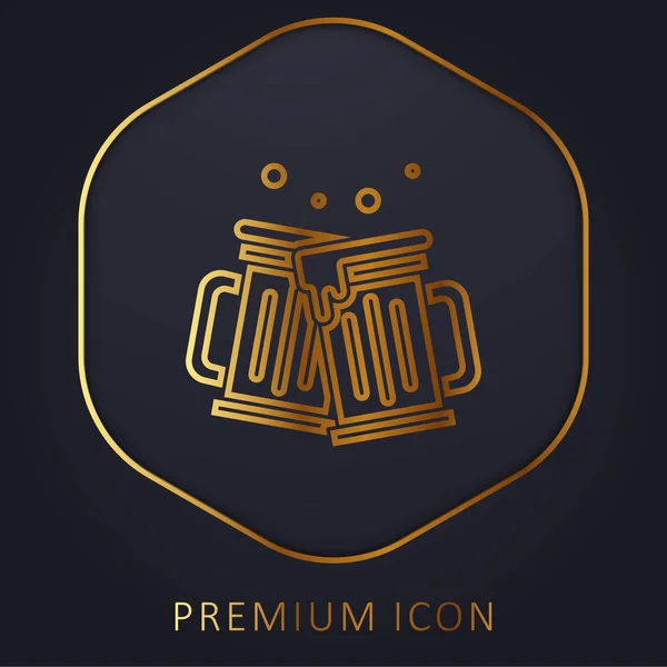 Bier Goldene Linie Premium Logo Oder Symbol — Stockvektor