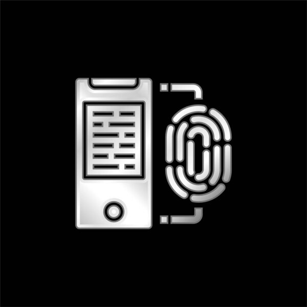 Biometric silver plated metallic icon
