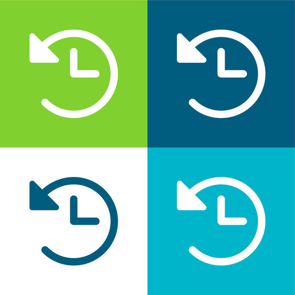 Стрелка назад Плоская четырехцветный минимальный набор значков