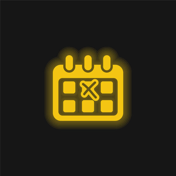 Birthday yellow glowing neon icon