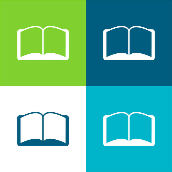 Книга Открыта Симметричная форма Плоская четырехцветная минимальная иконка набор