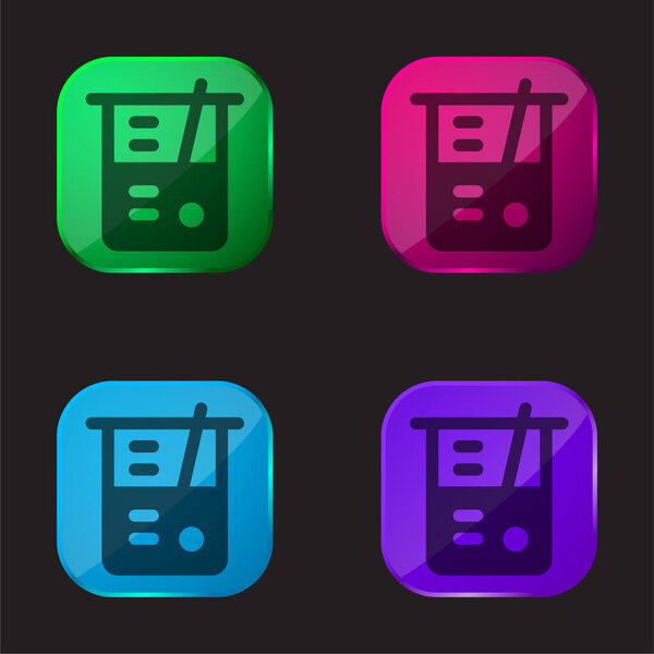 Beaker four color glass button icon