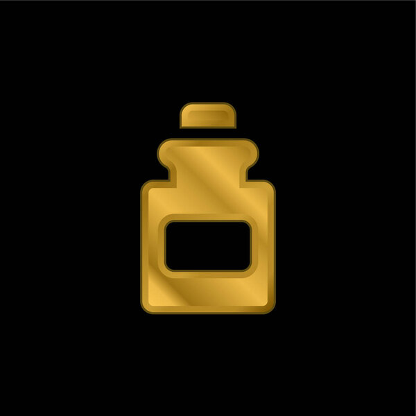 Металлическая икона с позолотой бутылкой или вектор логотипа