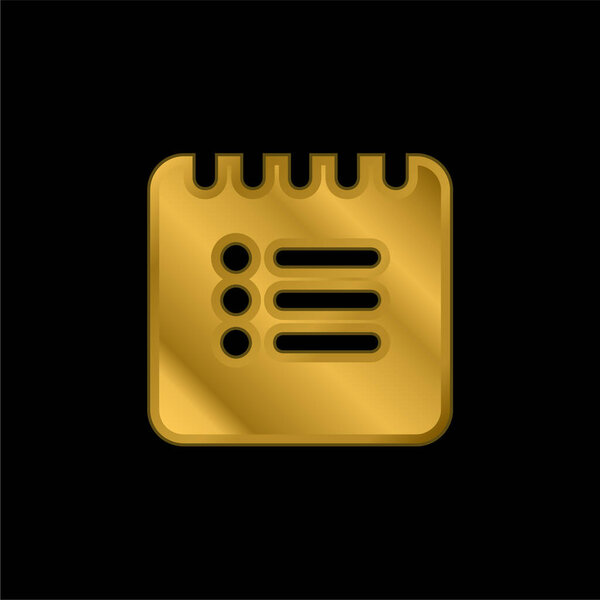 Black List Square Interface Symbol gold plated metalic icon or logo vector