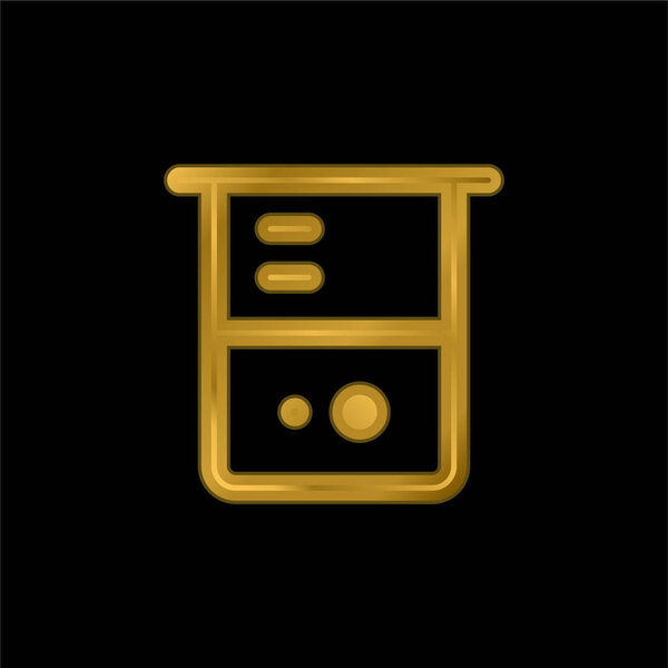 Beaker gold plated metalic icon or logo vector