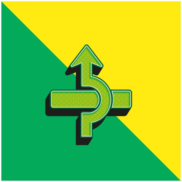 Стрелка над прямоугольным слоном Зеленый и желтый современный трехмерный векторный логотип