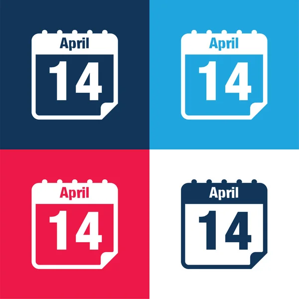 Abril Calendario Página Día Azul Rojo Cuatro Colores Mínimo Icono — Vector de stock