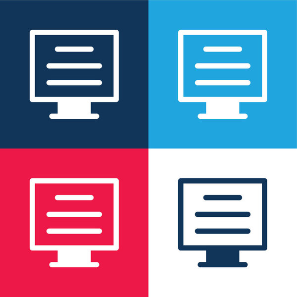 Блог синий и красный четыре цвета минимальный набор значков