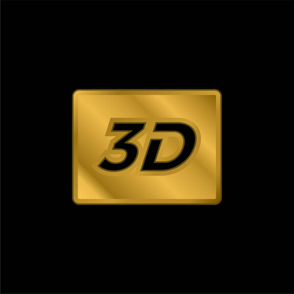 3D Sign gold plated metalic icon or logo vector