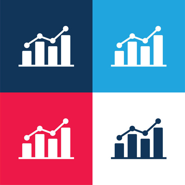 Аналитика синий и красный четыре цвета минимальный набор значков