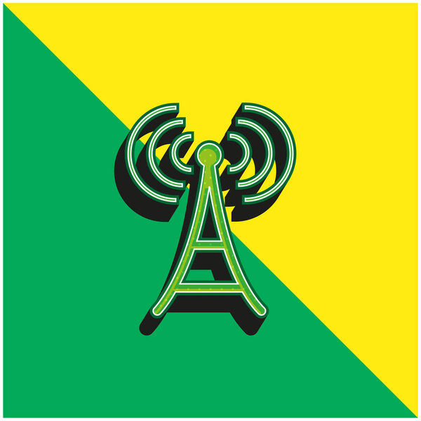 Антенна Зеленый и желтый современный трехмерный векторный логотип