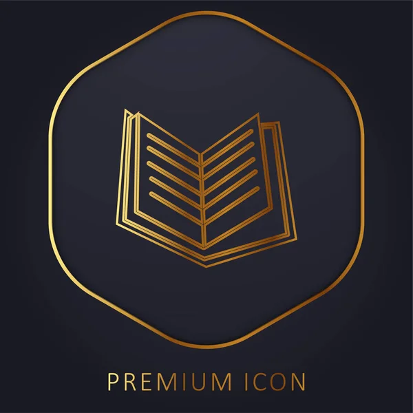 Libro Black Opened Pages Logotipo Línea Oro Premium Icono — Vector de stock