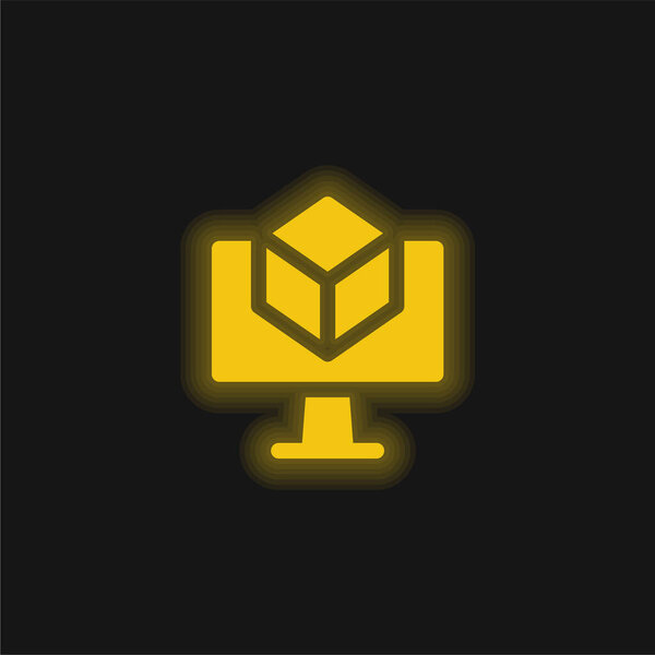 3d yellow glowing neon icon