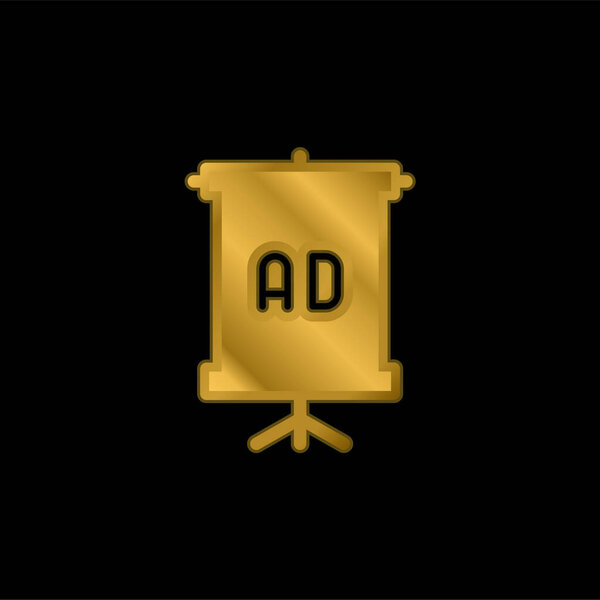 Advertising gold plated metalic icon or logo vector