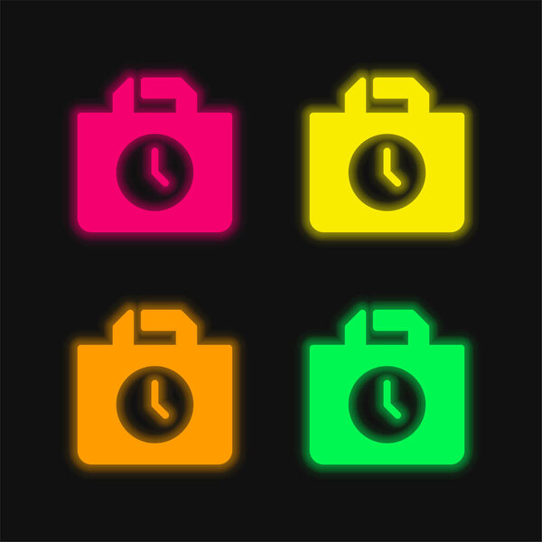 Bag four color glowing neon vector icon