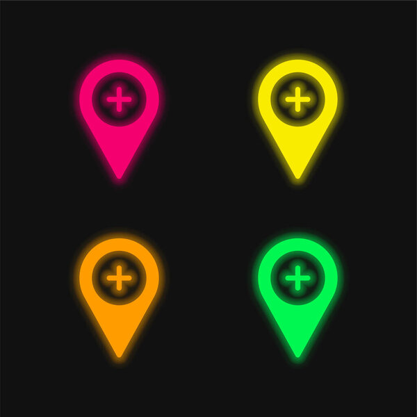 Add four color glowing neon vector icon