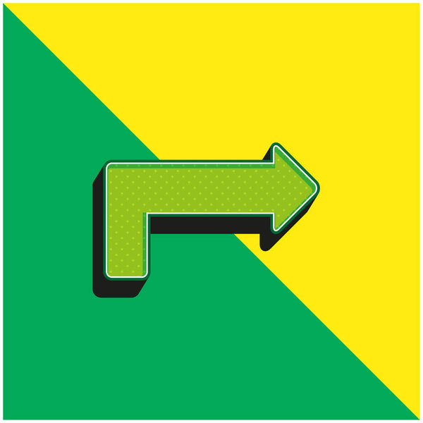 стрелка длинный угол указывая правой зеленый и желтый современный 3D логотип векторной иконки