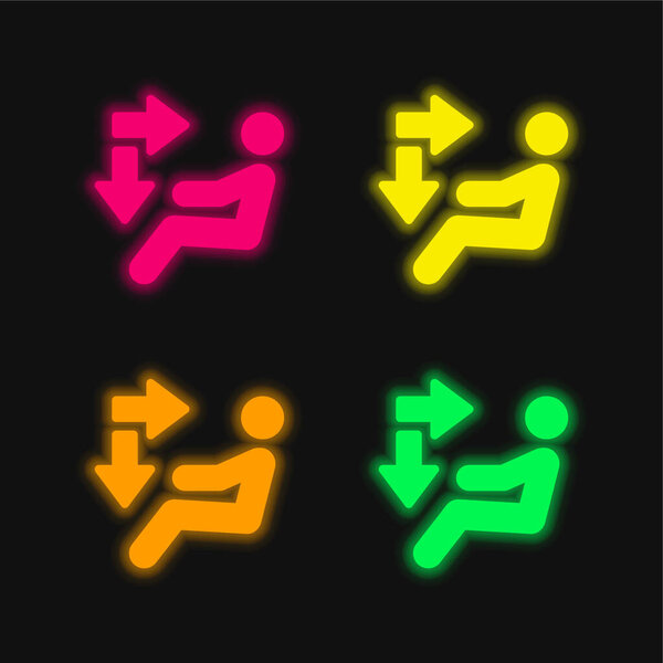 Air Conditioner four color glowing neon vector icon