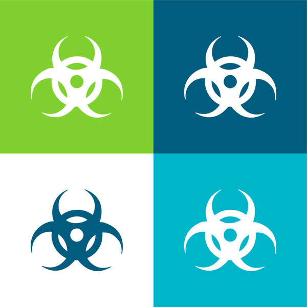 Биологическая опасность Плоский четырехцветный минимальный набор значков
