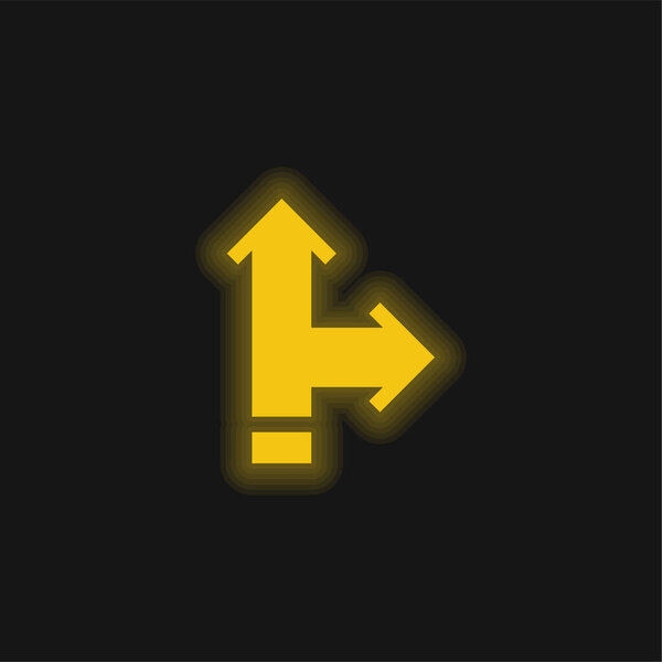Arrows yellow glowing neon icon