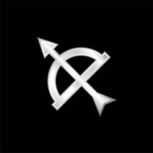 Arrow And Bow silver plated metallic icon