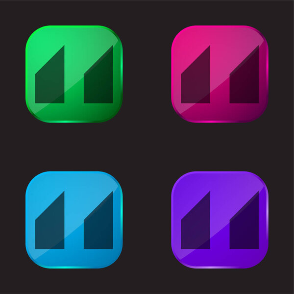 Blocks With Angled Cuts four color glass button icon