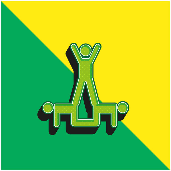 Силуэт группы "Акробаты" Зеленый и желтый современный трехмерный векторный логотип
