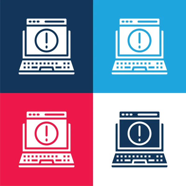 Access Denied Blue Red Four Color Minimal Icon Set — Stock Vector