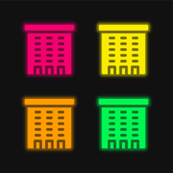 Квартира 4 цвета светящийся неоновый вектор значок