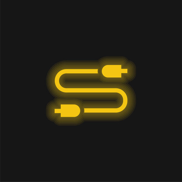 Audio Jack yellow glowing neon icon