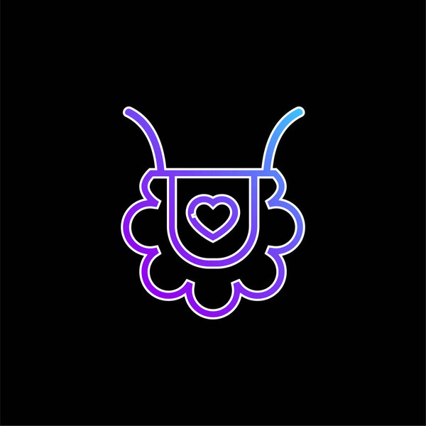Baby Bib Outline With Heart Shape blue gradient vector icon