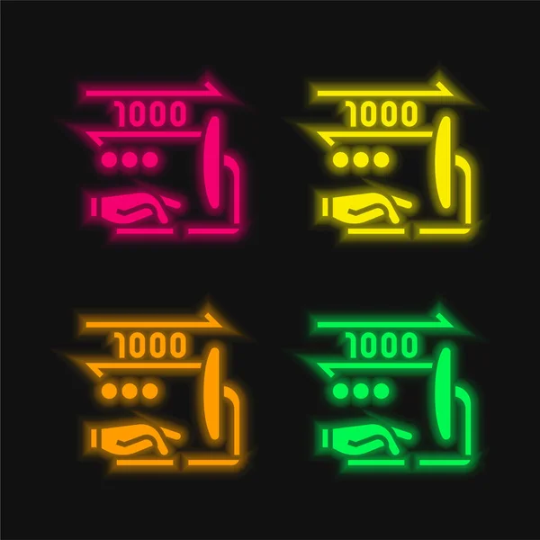 Binär Fyra Färg Glödande Neon Vektor Ikon — Stock vektor