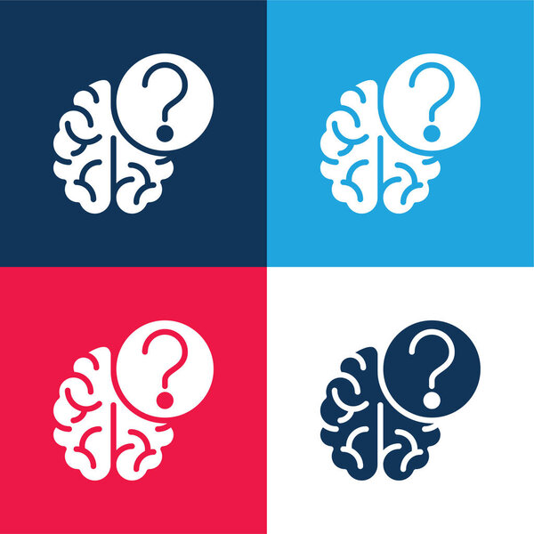 Брейн синий и красный четыре цвета минимальный набор значков